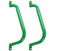 MELARQT Playground Metal Safety Handle (Set of 2), Outdoor Swing Set Safety Grab Handle, Play Set Handle Grip for Playhouse, Jungle Gym, Included Mounting Hardware Parts 17''- Green 1 Pair