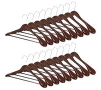 MELA'S Wooden Wide Clothes Hanger, Natural Wood, Pack of 18, Non-Slip, for Stable Jacket, Suit, Shirts, Extra Wide Shoulders, Trouser Bars, 45 x 23 x 5.5(Walnut)