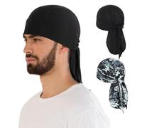 MELASA Cycling Bandana Skull Cap, Cooling Durag Helmet Liner, Sweat Head Scarf Running Hat Beanie for Men Cycling Motorcycle Running(Black&DigitalCamoGray)