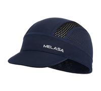 MELASA Cycling Caps Under Helmet, Cooling Mesh Bike Skull Cap with Sun Visor, Sun Protection Cycle Hat for Cycling Running Dark Blue