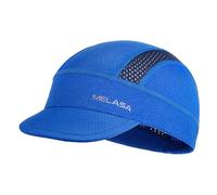 MELASA Cycling Caps Under Helmet, Cooling Mesh Bike Skull Cap with Sun Visor, Sun Protection Cycle Hat for Cycling Running Blue