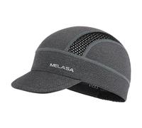 MELASA Cycling Caps Under Helmet, Cooling Mesh Bike Skull Cap with Sun Visor, Sun Protection Cycle Hat for Cycling Running Grey