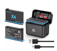 melasta 2500mAh Battery Charger for Insta360 X4 Camera | Fast Charge, Longer Life Than Other Battery, High Li-ion Battery, With Type-C Cable And Storage 2 SD Card, 2 Channel Charger