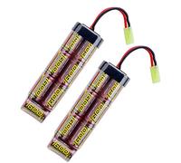 melasta Airsoft Battery 8.4V 1600mAh NiMH Battery Pack with Mini Tamiya Connector for Airsoft MP5, Scar, M249, M240B, M60, M14, RPK, PKM, 2 Pack