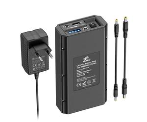 melasta LiFePO4 Portable 5 V 12 V 6000 mAh Power Bank with Charger, with LED Display 3 Output and 1 Input Compatible with Smartphone, LED Strip, Surveillance Camera, Huawei