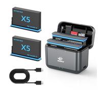 melasta Rechargeable Lithium Battery for Insta360 X5, 2 x 2800mAh Replacement Battery with 2-Channel Charger, Compatible with Insta360 X5 Camera with 2 Micro SD Card Slots