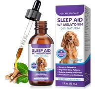 Melatonin for Dogs, 60ml Liquid Dog Melatonin Drops for Sleep Aid & Dogs Anxiety Relief, Dog Calming Treatment for Noise, Fireworks, Separation & Travel Stress