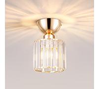 MELAYR 4773855 Crystal Ceiling Lights E27 Gold Chandeliers Ceiling Light | Modern Ø13CM Small Semi Flush Mount Ceiling Light for Hallway Dining Rooms Bedroom Kitchen Entrance Balcony (NO Bulb)