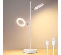 MELAYR 4781695 Modern Table Lamp LED 3000K Bedside Lamps | White 2 Ring Design Touch Switch CRI≥80 Dimmable Brightness Lamps for Living Room Bedroom Office Kitchen Hallway