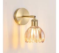 MELAYR Wall Lights Vintage Wall Sconce with Tulip Glass Lampshade 4800259 | Bulb Not Included 180° Vertical Adjustment E27 Base Amber Glass Wall Lamp for Bedroom Living Room Hallway Aisle Bedside etc.