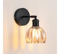MELAYR Wall Lights Vintage Wall Sconce with Tulip Glass Lampshade 4800273 | Bulb Not Included 180°Vertical Adjustment E27 Base Amber Glass Wall Lamp for Bedroom Living Room Hallway Aisle Bedside etc.