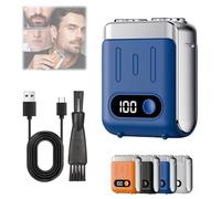 Melbob Shaver, 2025 New Upgrade Men's Portable Mini Rotary Electric Shaver, Portable Rotary Dual Ring Electric Shavers, Melbob Mini Shavers, Digital Display, USB Rechargeable Waterproof (#a)