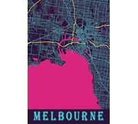 Melbourne: 6x9 Lined Journal | Memory Book | Travel Journal | Diary To Record Your Thoughts | Graduation Gift | Teacher Gifts | Neon Map | For People Who Love To Travel | Melbourne Australia