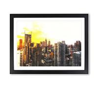 Melbourne Australia Skyline Abstract Painting Modern Art Framed Print | A4 Black Framed Wall Art | Ready to Hang | Abstract Cityscape Picture | Living Room Bedroom Lounge Office