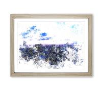 Melbourne Australia Skyline At Dusk Watercolour Modern Framed Wall Art Print, Ready to Hang Picture for Living Room Bedroom Home Office Décor, Oak A4 (34 x 25 cm)