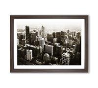 Melbourne City Skyline Australia Framed Print | A2 Walnut Framed Wall Art | Ready to Hang | Modern Cityscape Picture | Living Room Bedroom Lounge Office