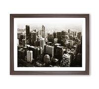 Melbourne City Skyline Australia Modern Framed Print | A2 Walnut Framed Wall Art | Ready to Hang | Modern Cityscape Picture | Living Room Bedroom Lounge Office