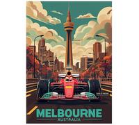 MELBOURNE - Retro Formula 1 Poster A4 Size Vintage Car Racing Wall Art Gift for Men Office Garage Decor for F1 and Motorsport Lovers