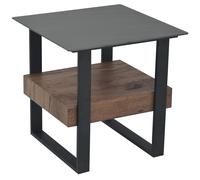 melbourne sintered stone end table with brown and black frame