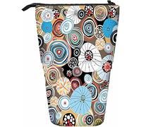 Melbrakin Abstract Texture Telescopic Pencil Stationery Case Pens Storage Box with Zipper Closure for Women Men Boys Girls Colorful Circles Artistic Bright Beauty Creativity Graphic