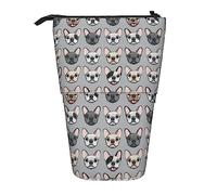 Melbrakin All The Frenchies French Bulldog Dog Breed Frenchie Grey Pencil Case,Stand Pencil Pouch,Telescopic Pencil Case Stand Pencil Holder Pen Bag