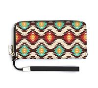 Melbrakin American African Native Pattern Women's Wristlet Wallet Large Capacity Wallets for Ladies Long Clutch Bags Printed PU Handbag with Zipper