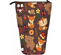 Melbrakin Animal Telescopic Pencil Stationery Case Pens Storage Box with Zipper Closure for Women Men Boys Girls Bear Squirrel Fox Owl Animal Cute Cartoon Acorn Floral Funny Fly