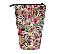 Melbrakin Animal Tiger Leopard Print Rose Flower Telescopic Pencil Case Pen Holder Telescopic Pencil Pouch Bag Stationery, for School Office, Christmas2, One Size, Bag Organiser