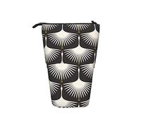 Melbrakin Art Deco Swans Cream Telescopic Pencil Case Stand-Up Organizer Cosmetics Pouch Makeup Bag Stationery Pen Case
