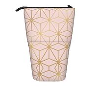 Melbrakin Astral Metallic Blush Pink Gold Pencil Case,Stand Pencil Pouch,Telescopic Pencil Case Stand Pencil Holder Pen Bag