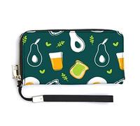 Melbrakin Avocado Egg Toast and Orange Juice Women's Wristlet Wallet Large Capacity Wallets for Ladies Long Clutch Bags Printed PU Handbag with Zipper