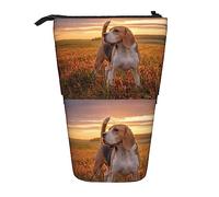 Melbrakin Beagle Lawn Dogs On A Walk Pets Dogs Sunset Pencil Case,Stand Pencil Pouch,Telescopic Pencil Case Stand Pencil Holder Pen Bag