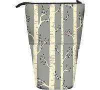 Melbrakin Birch Trees Telescopic Pencil Stationery Case Pens Storage Box with Zipper Closure for Women Men Boys Girls Grunge Trunk Branch Elegant Nature