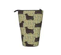 Melbrakin Black American Cocker Spaniel Telescopic Pencil Case Stand-Up Organizer Cosmetics Pouch Makeup Bag Stationery Pen Case