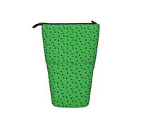 Melbrakin Black Cats Lucky Green Telescopic Pencil Case Stand-Up Organizer Cosmetics Pouch Makeup Bag Stationery Pen Case