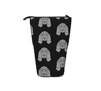 Melbrakin Black White Cocker Spaniel Telescopic Pencil Case Stand-Up Organizer Cosmetics Pouch Makeup Bag Stationery Pen Case