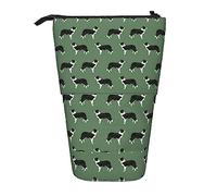 Melbrakin Border Collies Green Border Collie Collies Pencil Case,Stand Pencil Pouch,Telescopic Pencil Case Stand Pencil Holder Pen Bag