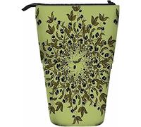 Melbrakin Branches of Black Olives Telescopic Pencil Stationery Case Pens Storage Box with Zipper Closure for Women Men Boys Girls Farm Harvest Olive Berry Raw Food Green Leaf