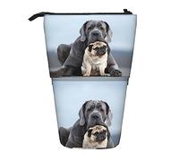 Melbrakin Cane Corso Dogs Pug Friendship Concepts Pencil Case,Stand Pencil Pouch,Telescopic Pencil Case Stand Pencil Holder Pen Bag