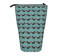 Melbrakin Chihuahua Black and Tan Heart Pet Dog Breed Pencil Case,Stand Pencil Pouch,Telescopic Pencil Case Stand Pencil Holder Pen Bag