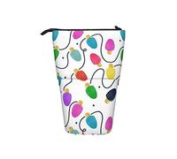 Melbrakin Christmas Lights Strung Up Gingerbread Telescopic Pencil Case Stand-Up Organizer Cosmetics Pouch Makeup Bag Stationery Pen Case