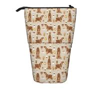 Melbrakin Cocker Spaniel Coffee Dogs and Lattes Sand Pencil Case,Stand Pencil Pouch,Telescopic Pencil Case Stand Pencil Holder Pen Bag