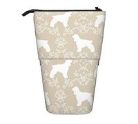 Melbrakin Cocker Spaniel Dog Breed Florals Pencil Case,Stand Pencil Pouch,Telescopic Pencil Case Stand Pencil Holder Pen Bag