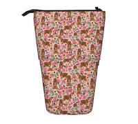 Melbrakin Cocker Spaniel Florals Dog Pencil Case,Stand Pencil Pouch,Telescopic Pencil Case Stand Pencil Holder Pen Bag