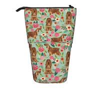 Melbrakin Cocker Spaniel Florals Dogs Pencil Case,Stand Pencil Pouch,Telescopic Pencil Case Stand Pencil Holder Pen Bag
