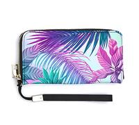 Melbrakin Colored Tropical Plant Pine Palm Tree Women's Wristlet Wallet Large Capacity Wallets for Ladies Long Clutch Bags Printed PU Handbag with Zipper