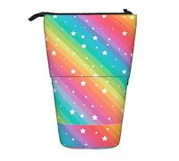 Melbrakin Colorful Lines and Funny Star Pencil Case,Stand Pencil Pouch,Telescopic Pencil Case Stand Pencil Holder Pen Bag