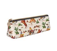 Melbrakin Cowboy Ride Horse Cute Pencil Case,Makeup Bag Print Leather for Girls Boys School Office