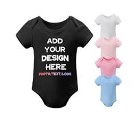 Melbrakin Custom Bodysuit for Babies Custom Bodysuit with Name/Photo/Text Personalized Bodysuit for Newborn Boy Girl Short Sleeve Baby Romper- Pregnancy Announcement