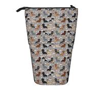 Melbrakin Dachshund Coffee Coffees and Lattes Grey Pencil Case,Stand Pencil Pouch,Telescopic Pencil Case Stand Pencil Holder Pen Bag